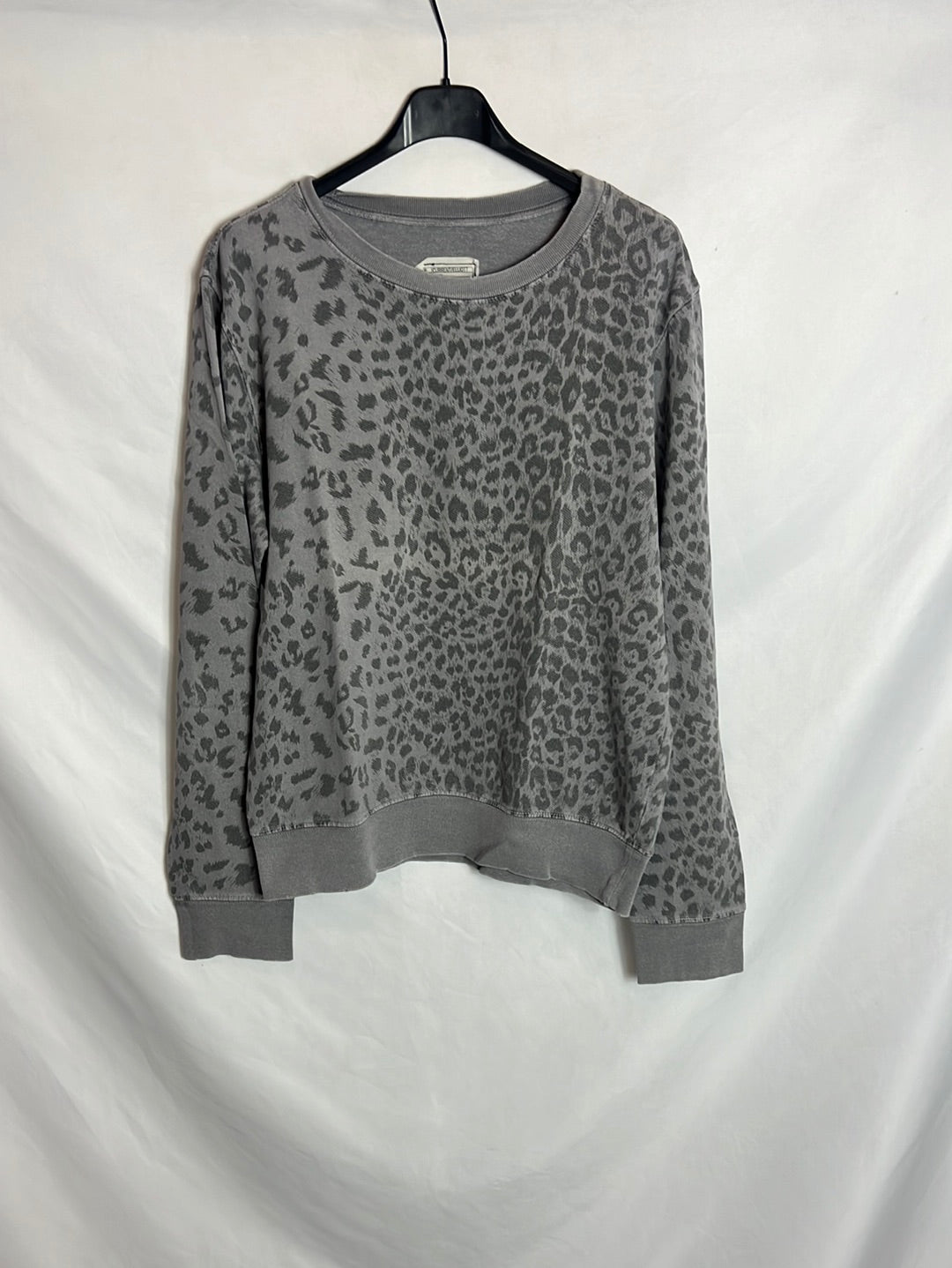 CURRENT ELLIOTT. Sudadera gris efecto animal print. T M