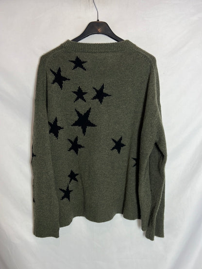 ZADIG&VOLTAIRE. Jersey cashmere verde estrellas. T XS