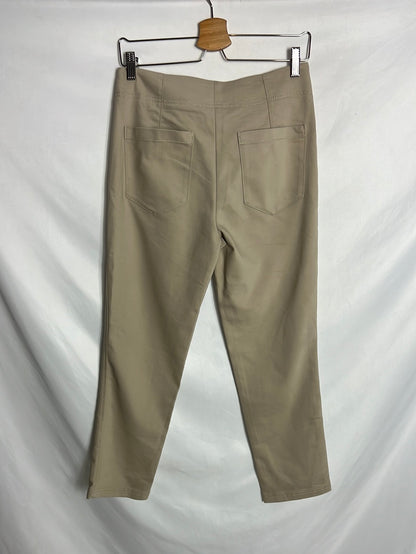 MASSIMO DUTTI. Pantalón beige elástico pinzas. T38