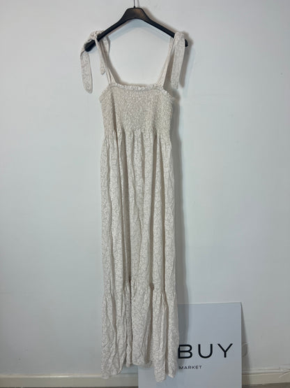 OTRAS. Vestido largo beige animal print. T S/M