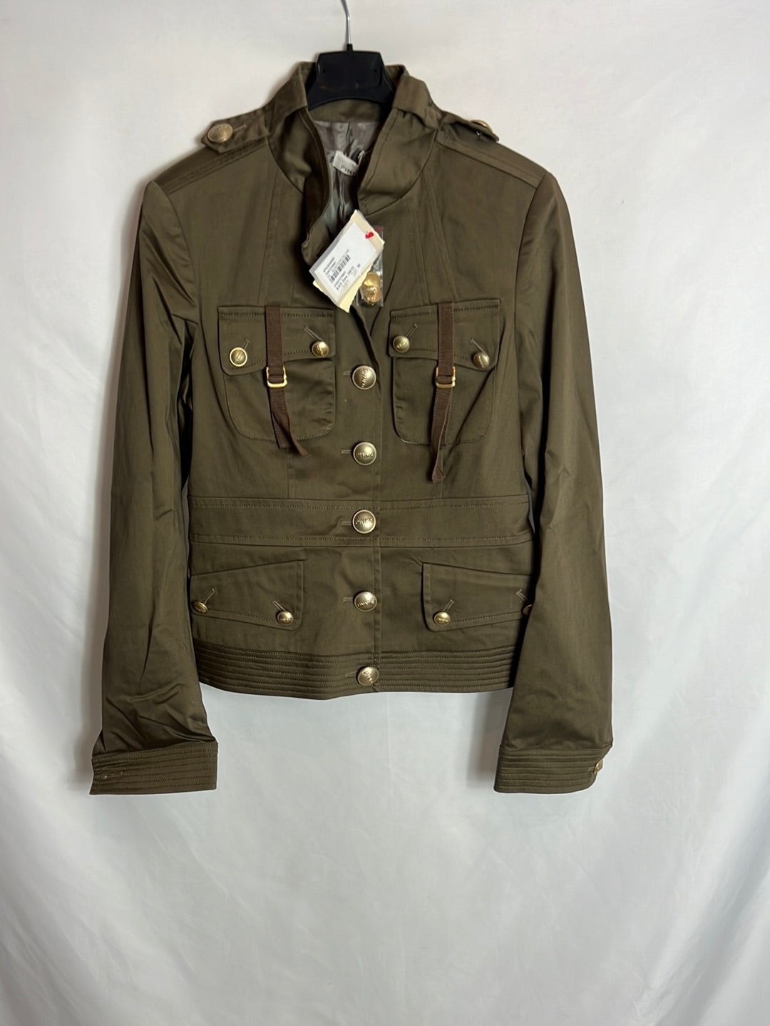 PINKO. Chaqueta verde estilo militar. T 38