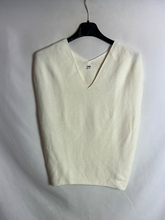 UNIQLO. Chaleco blanco roto punto. T XS