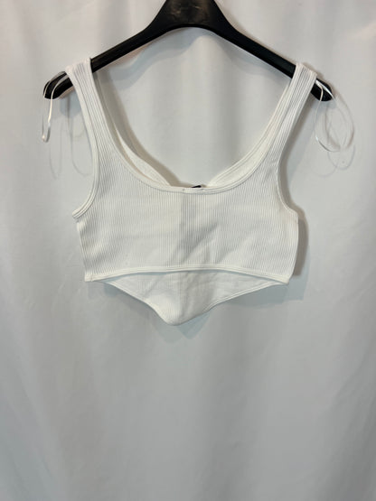 ZARA. Top blanco elástico. T M