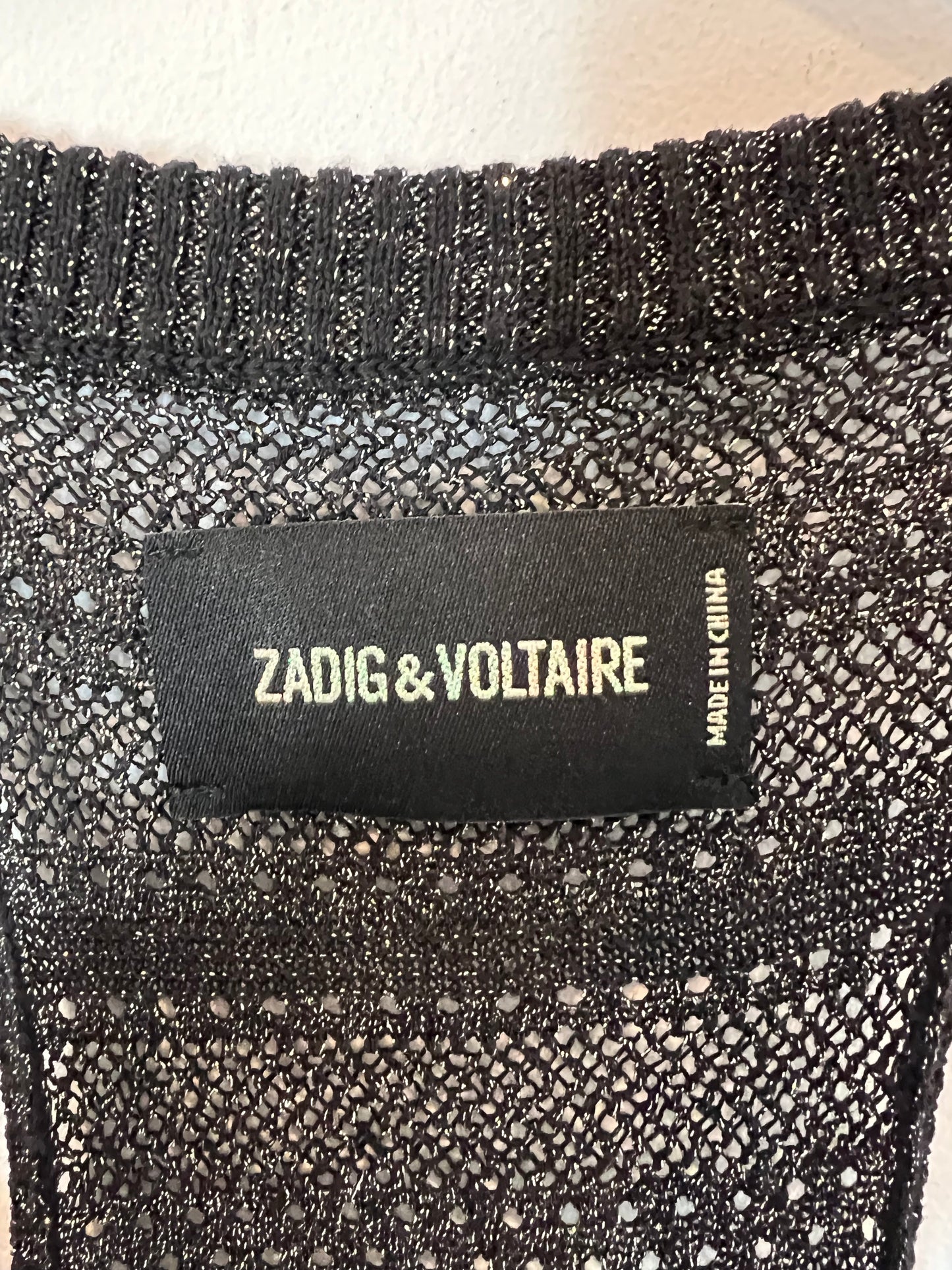 ZADIG&VOLTAIRE. Top negro punto hilos T.xs