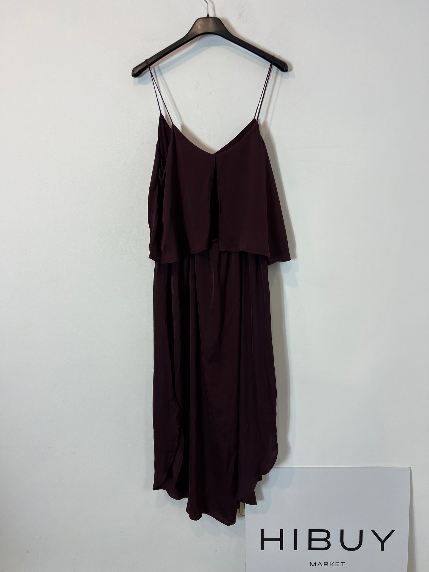 H&M. Vestido midi berenjena satinado. T 40