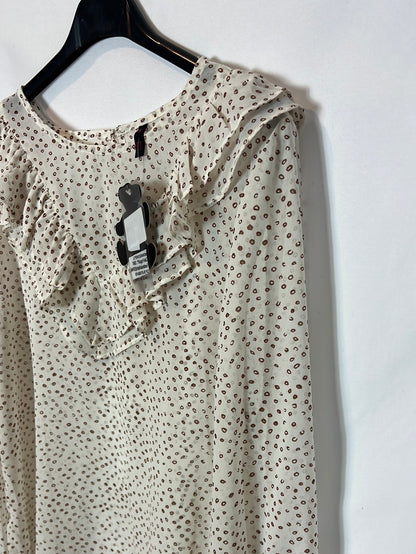 OTRAS. Blusa blanca semitransparente estampada. T M