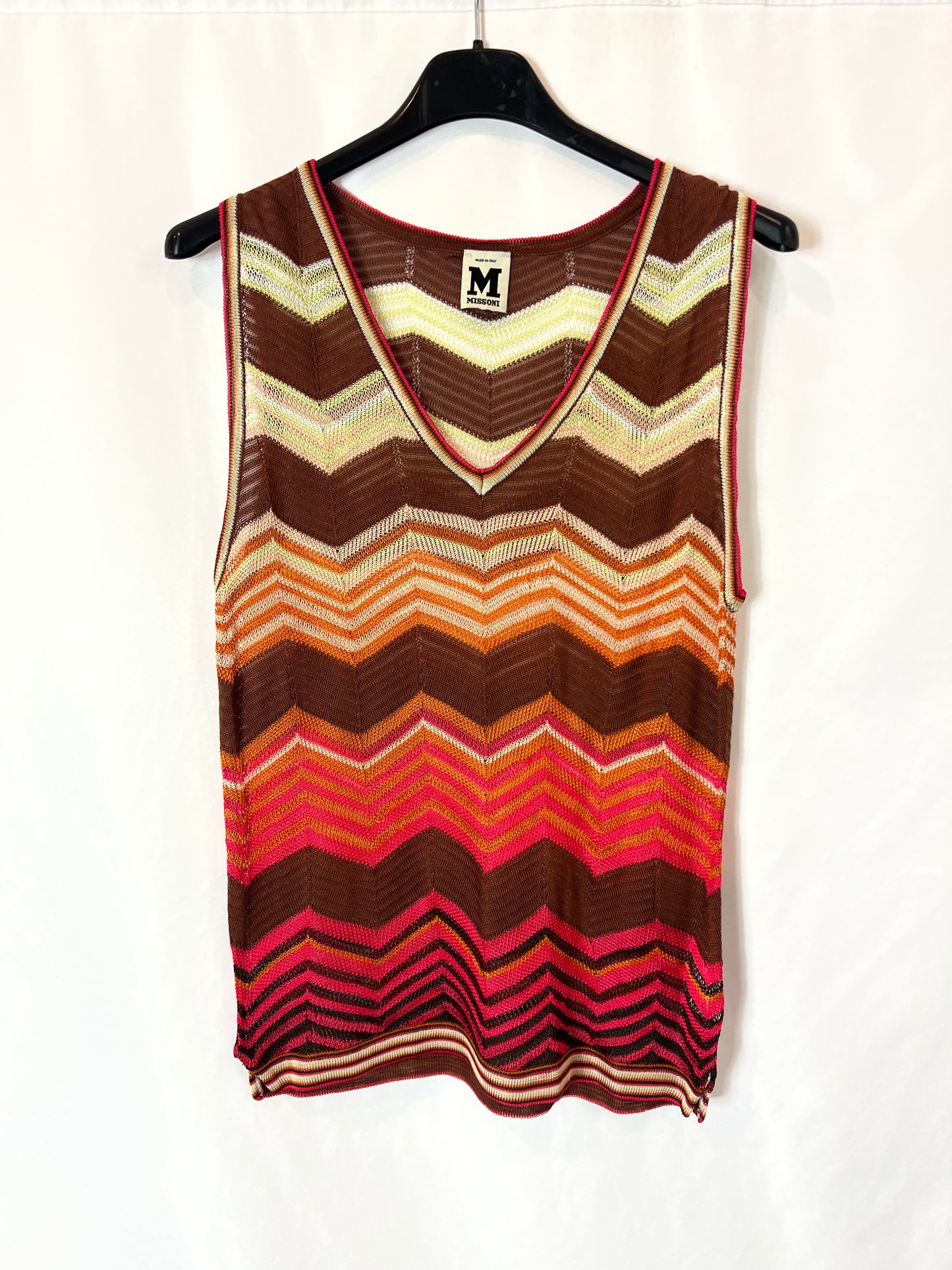 MISSONI. Conjunto top y chaqueta zig zag colores. T 38