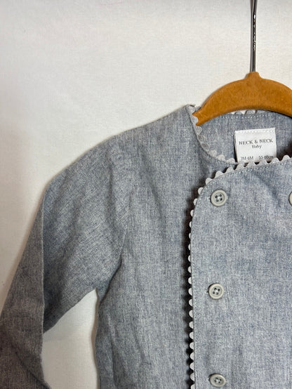 NECK&NECK. Camisa bebé gris textura. T 3-6 meses