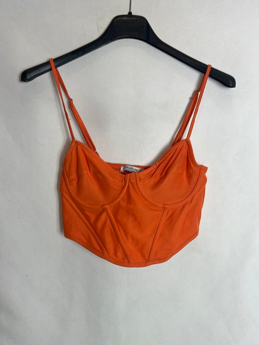 STRADIVARIUS . Crop top naranja textura . TS