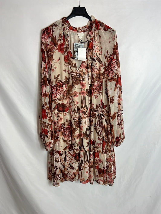 H&M.vestido fluido estampado rosita T.46 (xl)