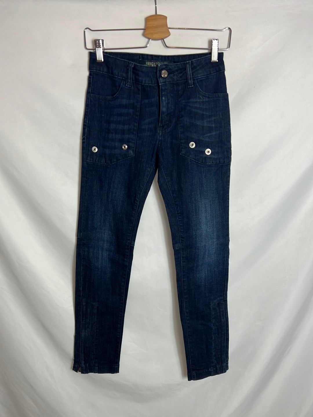 ZADIG&VOLTAIRE . Denim pitillo  tachuelas. T 34(Tara)