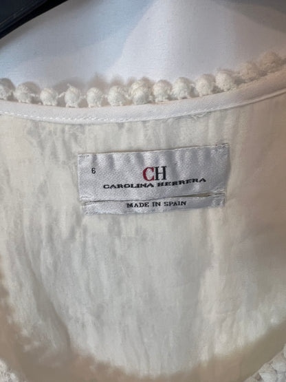 CAROLINA HERRERA. Top algodón encaje. T 6(S/M)