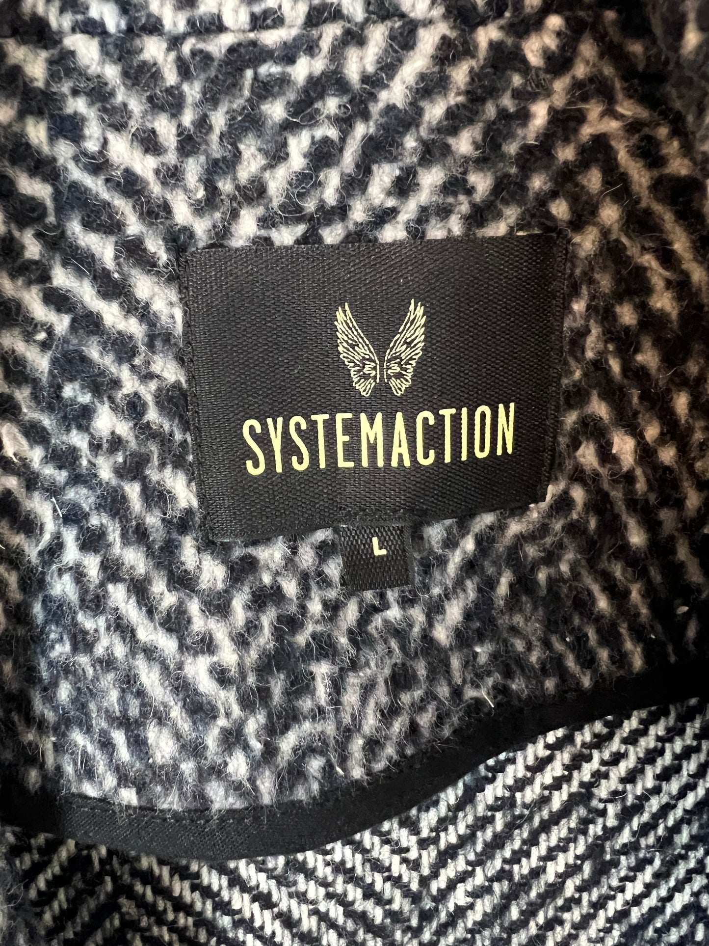 SYSTEMACTION. Blazer azul jaspeada con lana. T L