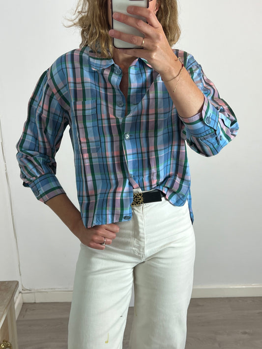 ISABEL MARANT. Camisa azul cuadros. T 34