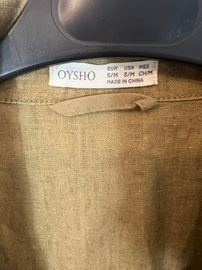 OYSHO. Gabardina lino verde T.s/m