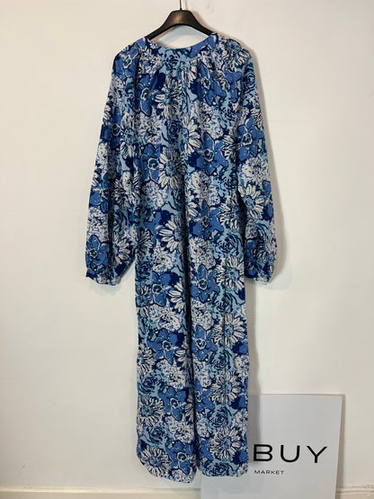 BUGANVILIA. Vestido flores azules y blancas T.XL