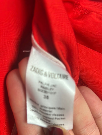 ZADIG&VOLTAIRE . Pantalón rojo estampado  fluido. T 38