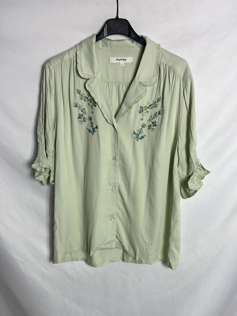 SIMPLE RETRO. Blusa verde estilo vintage. T M