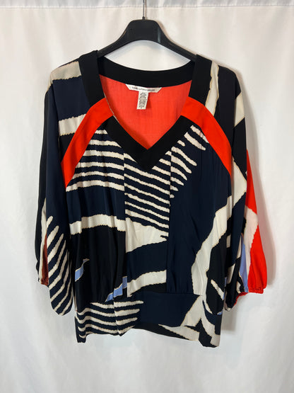 DIANE VON FURSTENBERG. Top seda multicolor. T 6 (M/L)