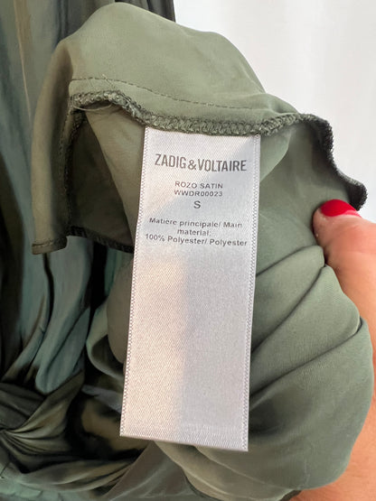 ZADIG&VOLTAIRE .Vestido midi verde nudo. T S