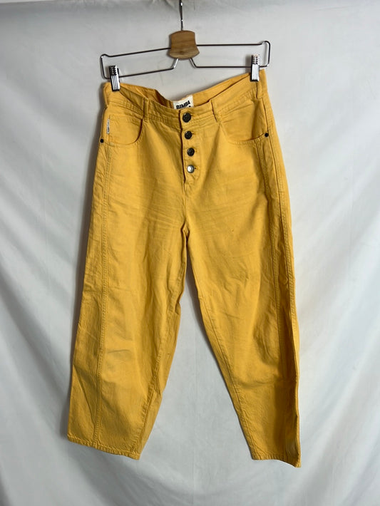 BIMBA Y LOLA.Pantalón denim amarillo T.38b(Tara)