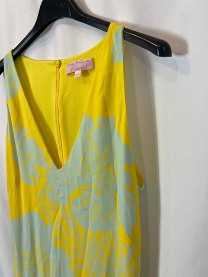 DOLORES PROMESAS. Vestido amarillo flores T.38