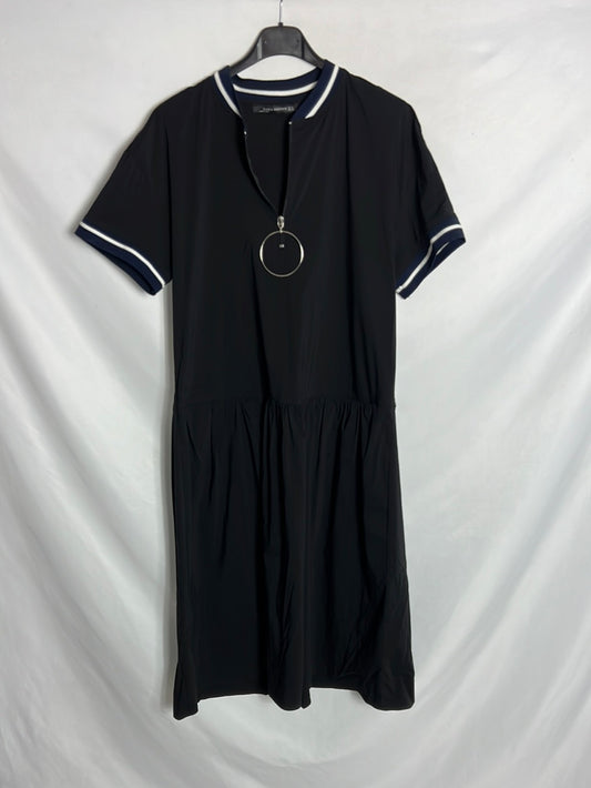 ZARA. Vestido negro textura argolla. T xs