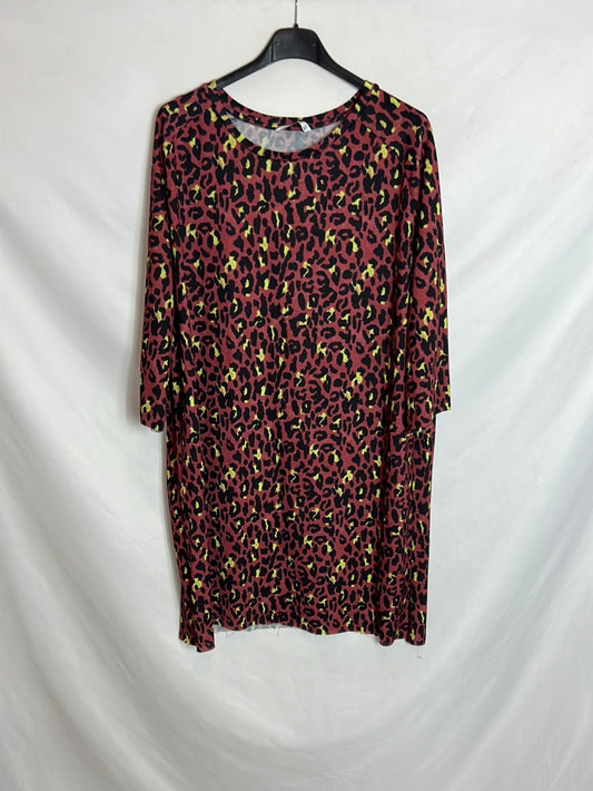 LEFTIES. Vestido corto burdeos print. T M