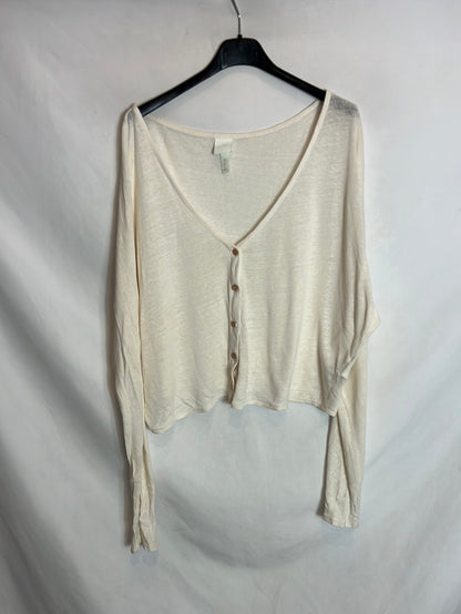 H&M. Top beige abotonado fluido. T M