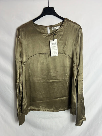 LA COMET. Blusa satinada ocre. T L