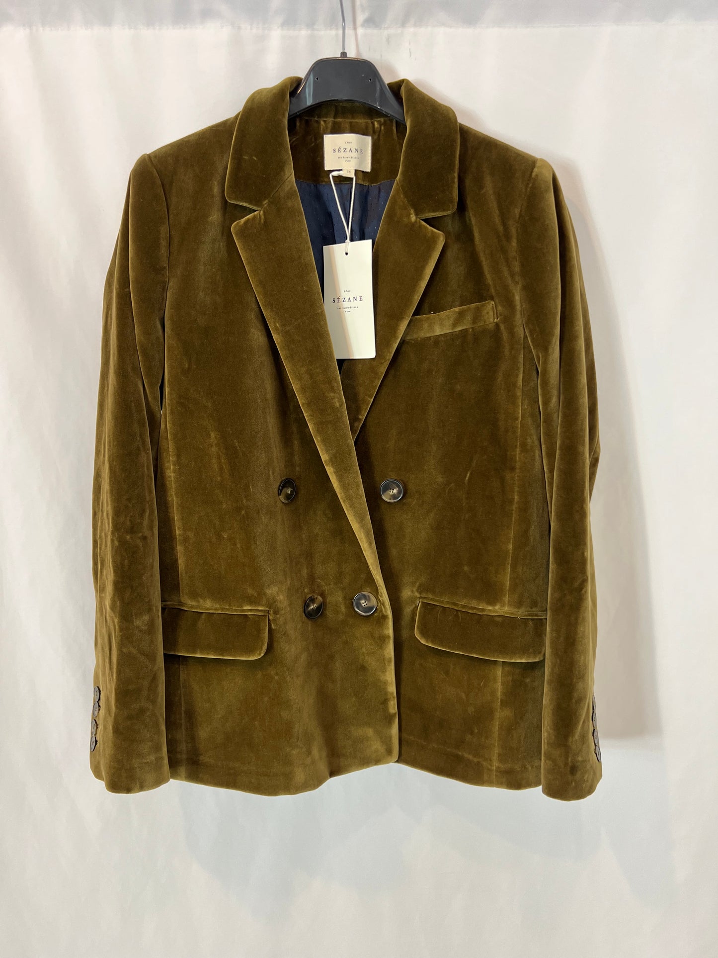 SEZANE. blazer terciopelo verde T.36