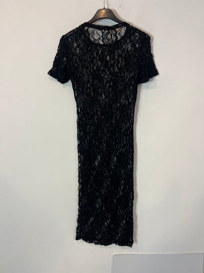 ZARA. Vestido negro encaje T.s