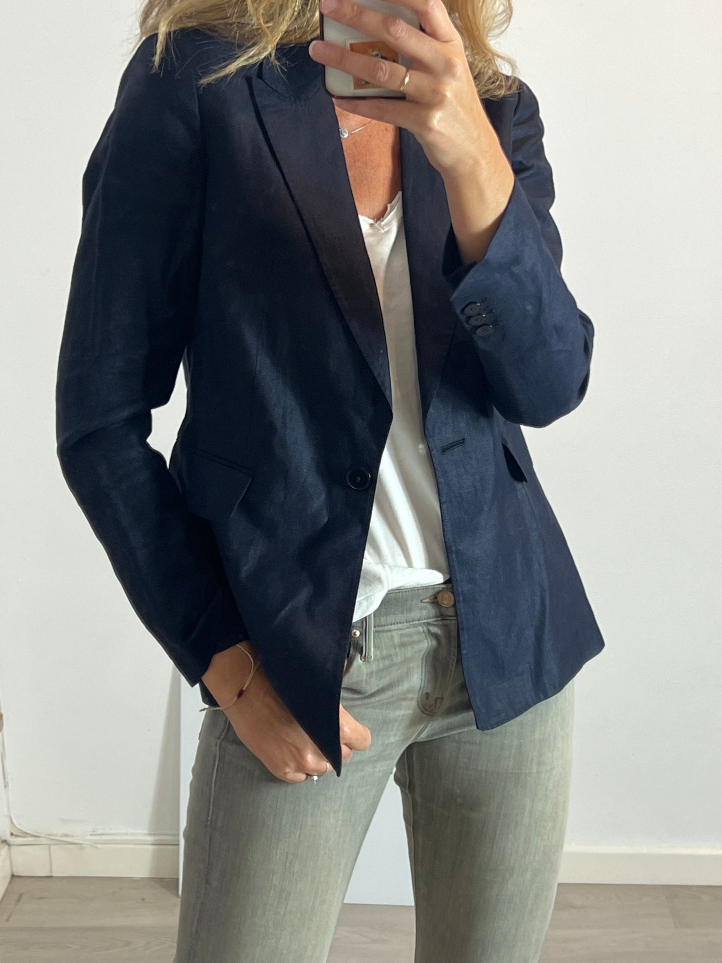 MASSIMO DUTTI. blazer azul lino  T.40