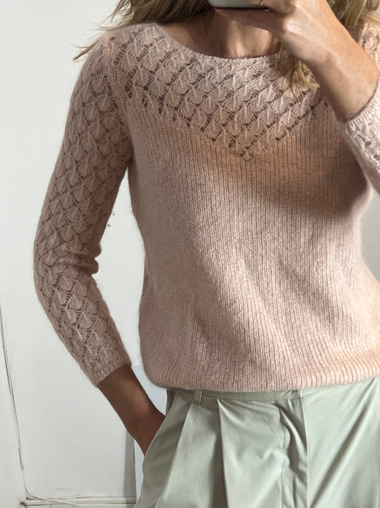 SEZANE. Jersey rosa detalles troquelados T.s