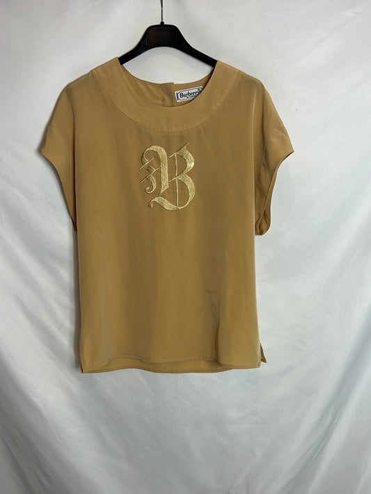 BURBERRY. Blusa vainilla bordada T.38