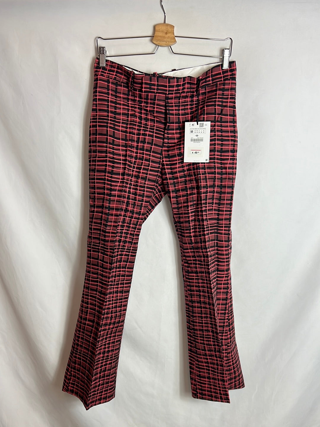 ZARA. Pantalón rosa estampado geométrico . T M