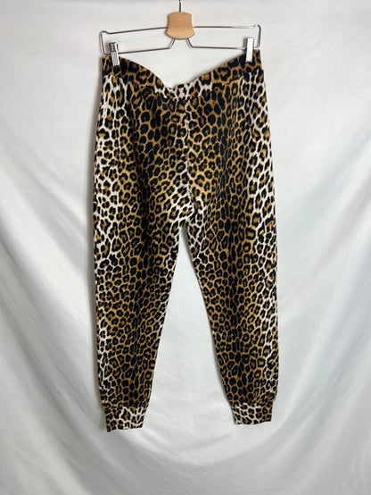 PHILIP LIU. Pantalón felpa animal print. TM