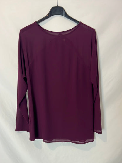 BIMANI. Blusa color berenjena detalle hombros T S