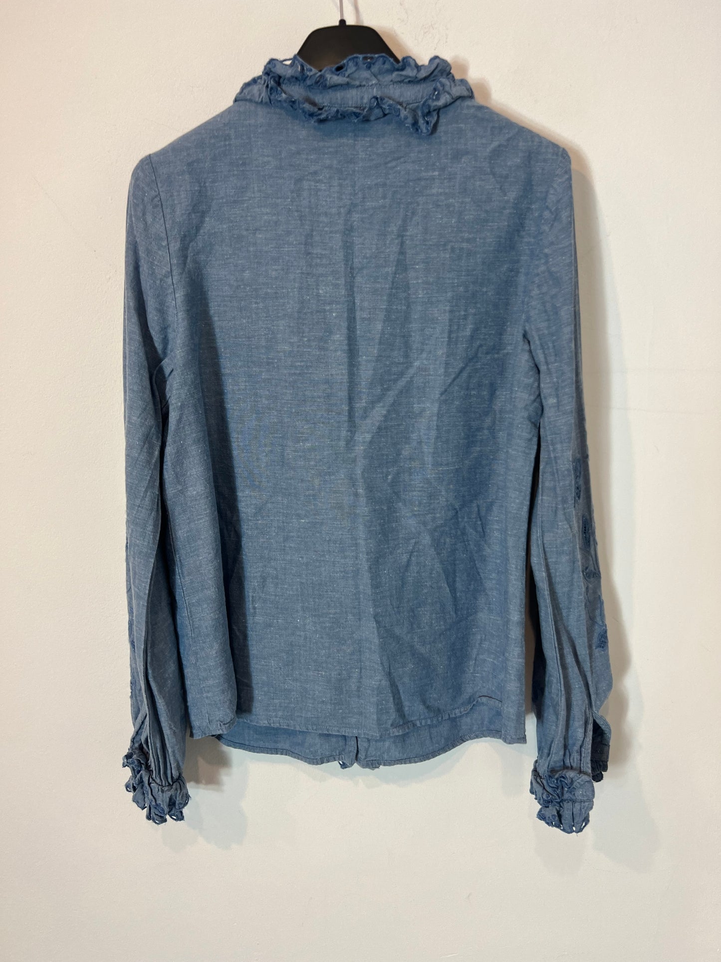 SEZANE. Blusa azul bordada T.34