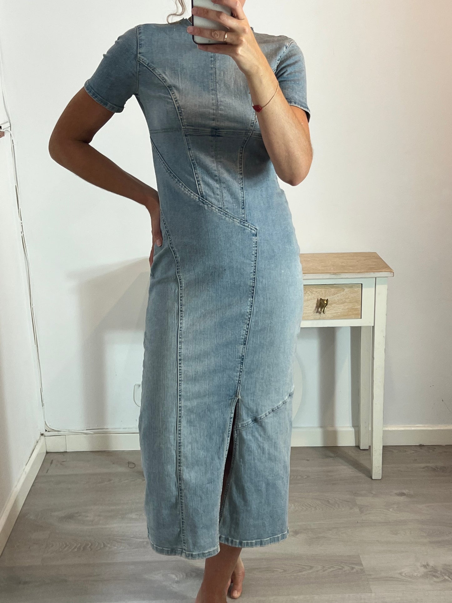 ZARA. Vestido largo denim T.s