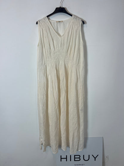 SESSUN. Vestido beige detalle hombros T.s