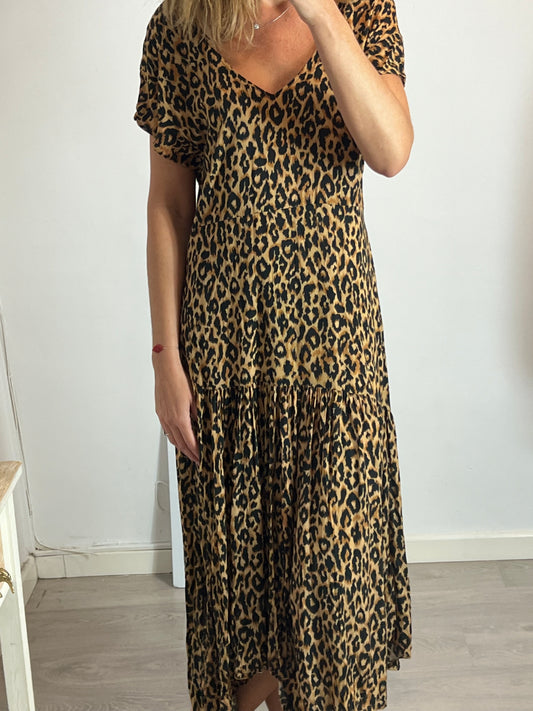 ZARA. Vestido largo animal print T.m