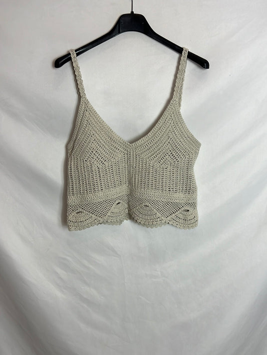 H&M. Top crochet beige. T S