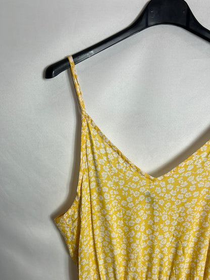 H&M. Mono corto amarillo flores. T 36 (Tara)