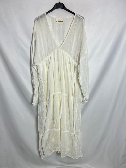 D’SANDRINE. Vestido midi blanco roto textura. T S/M