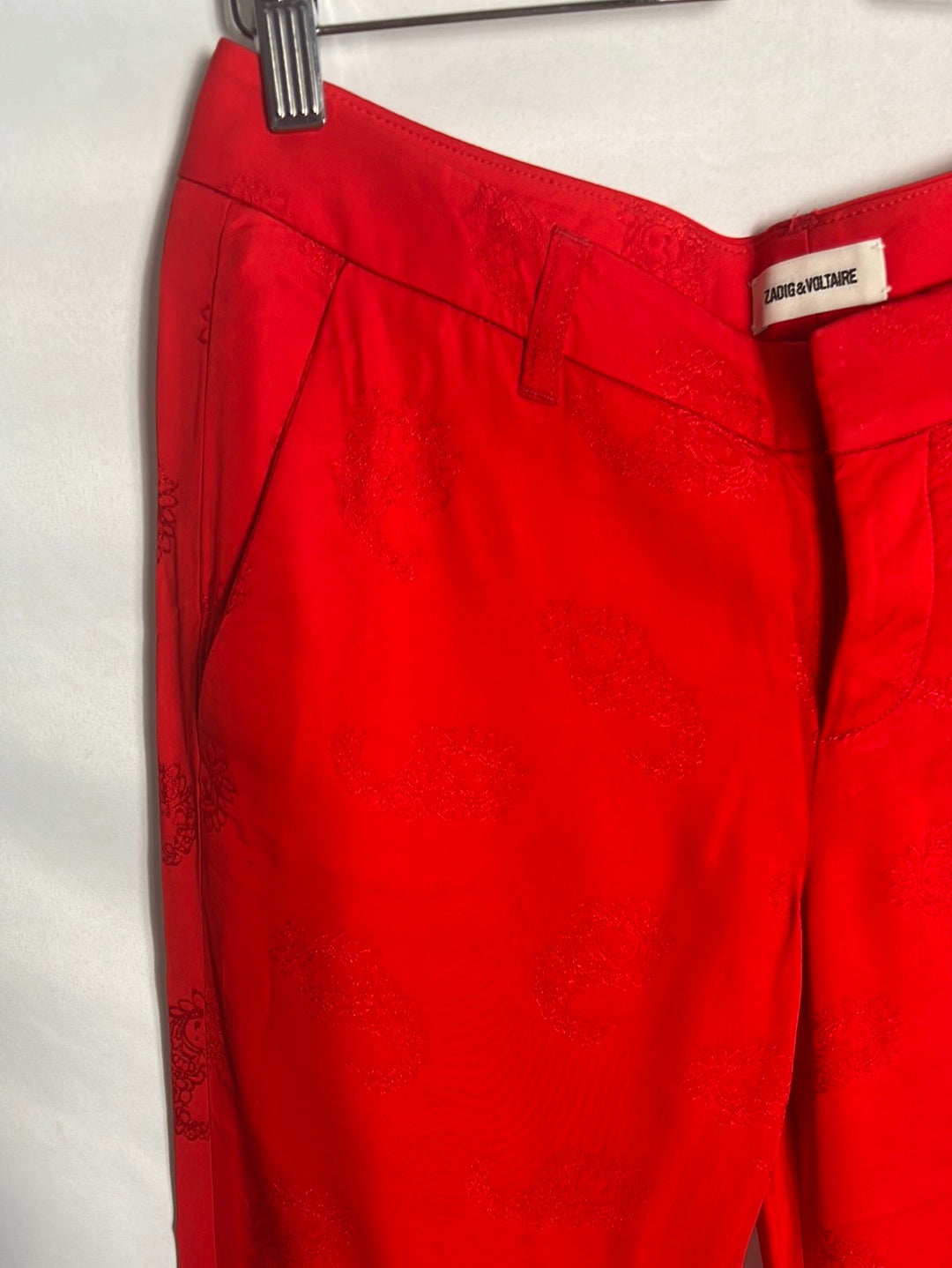 ZADIG&VOLTAIRE . Pantalón rojo estampado  fluido. T 38