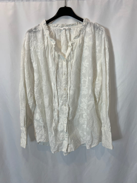 MANGO. Blusa blanca bordados. T M