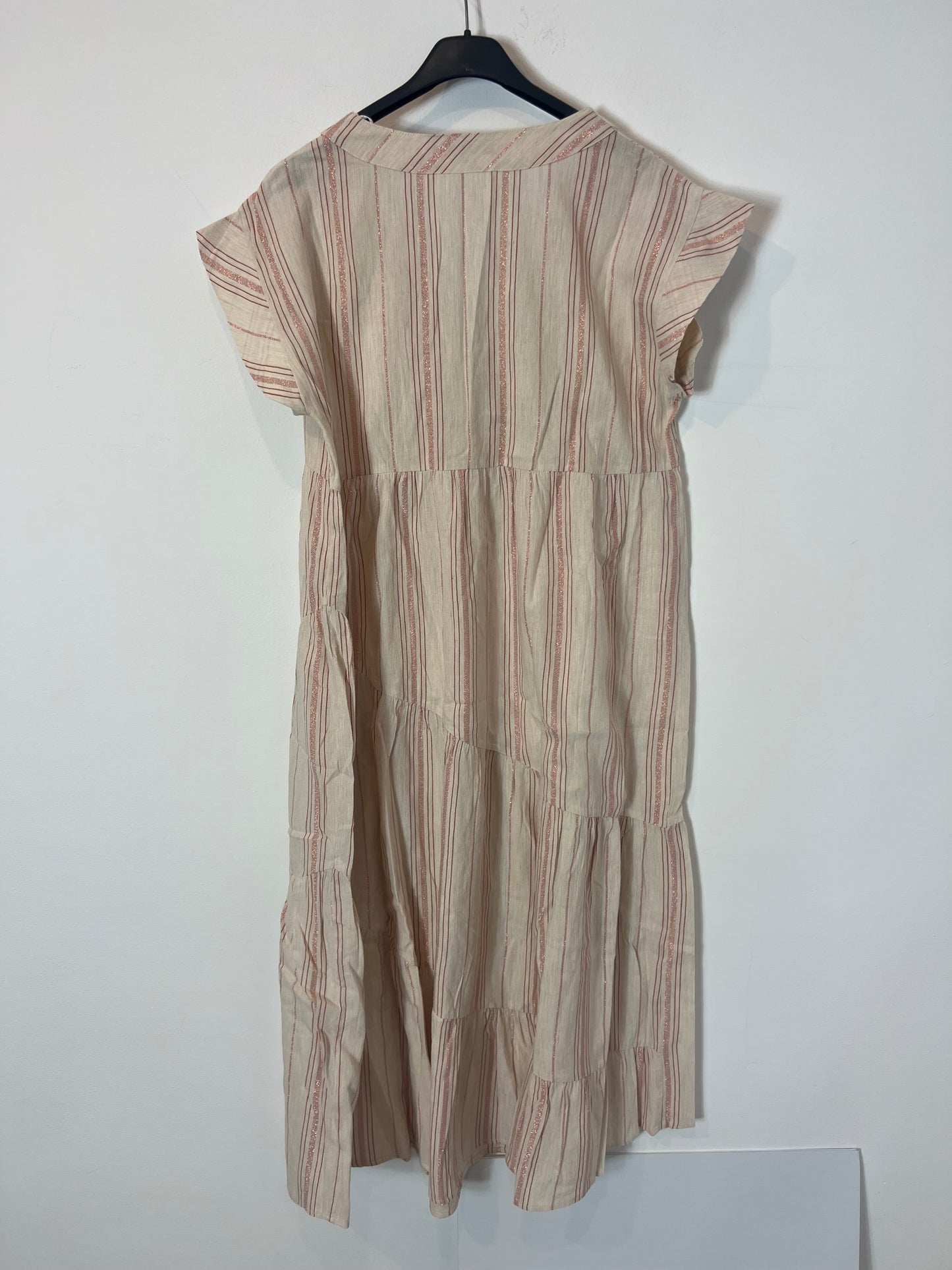 TINTORETTO. Vestido beige hilos T.40