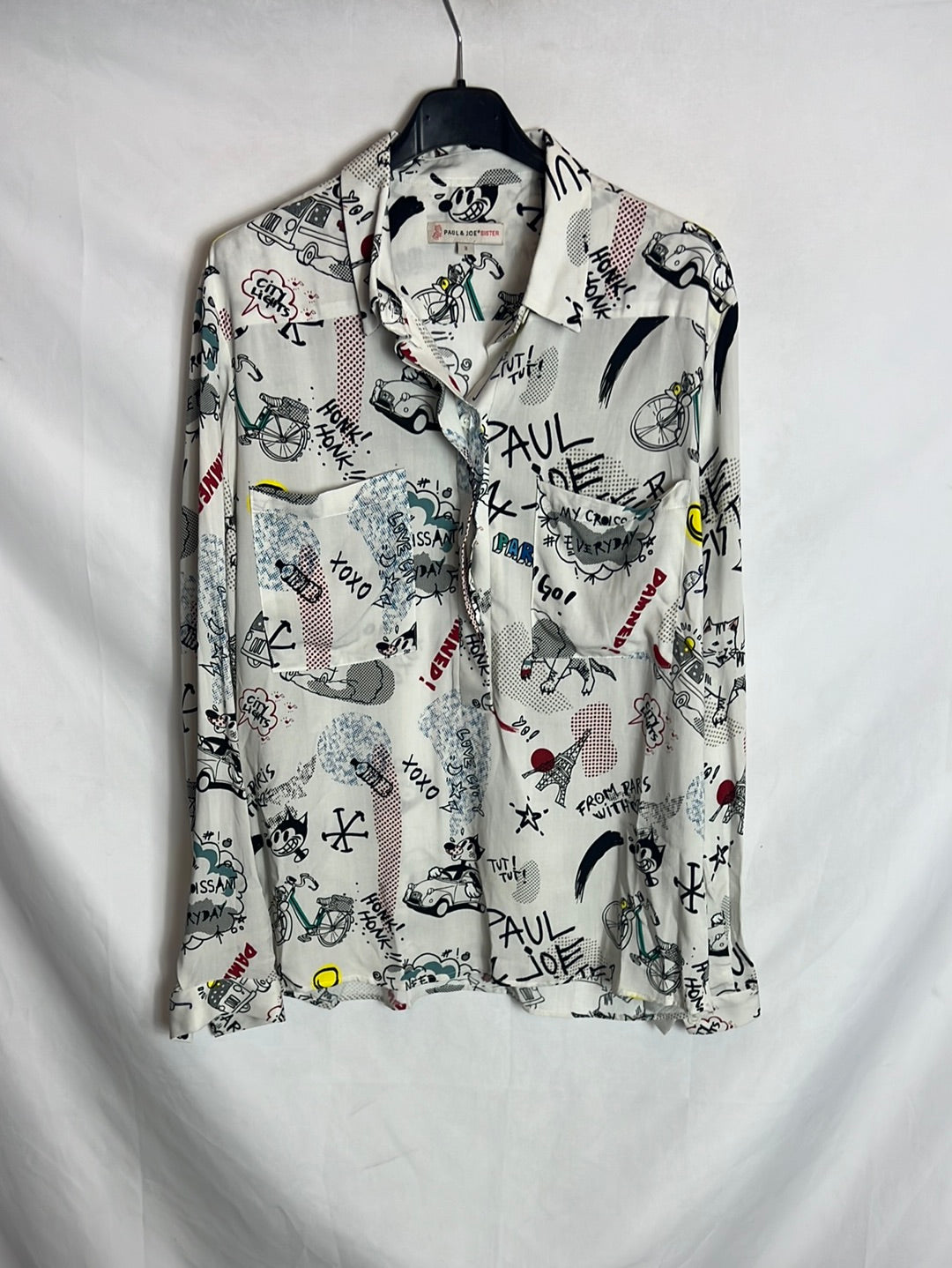 ProbarPAUL&JOE. Blusa fluida dibujos. T3(M/L)