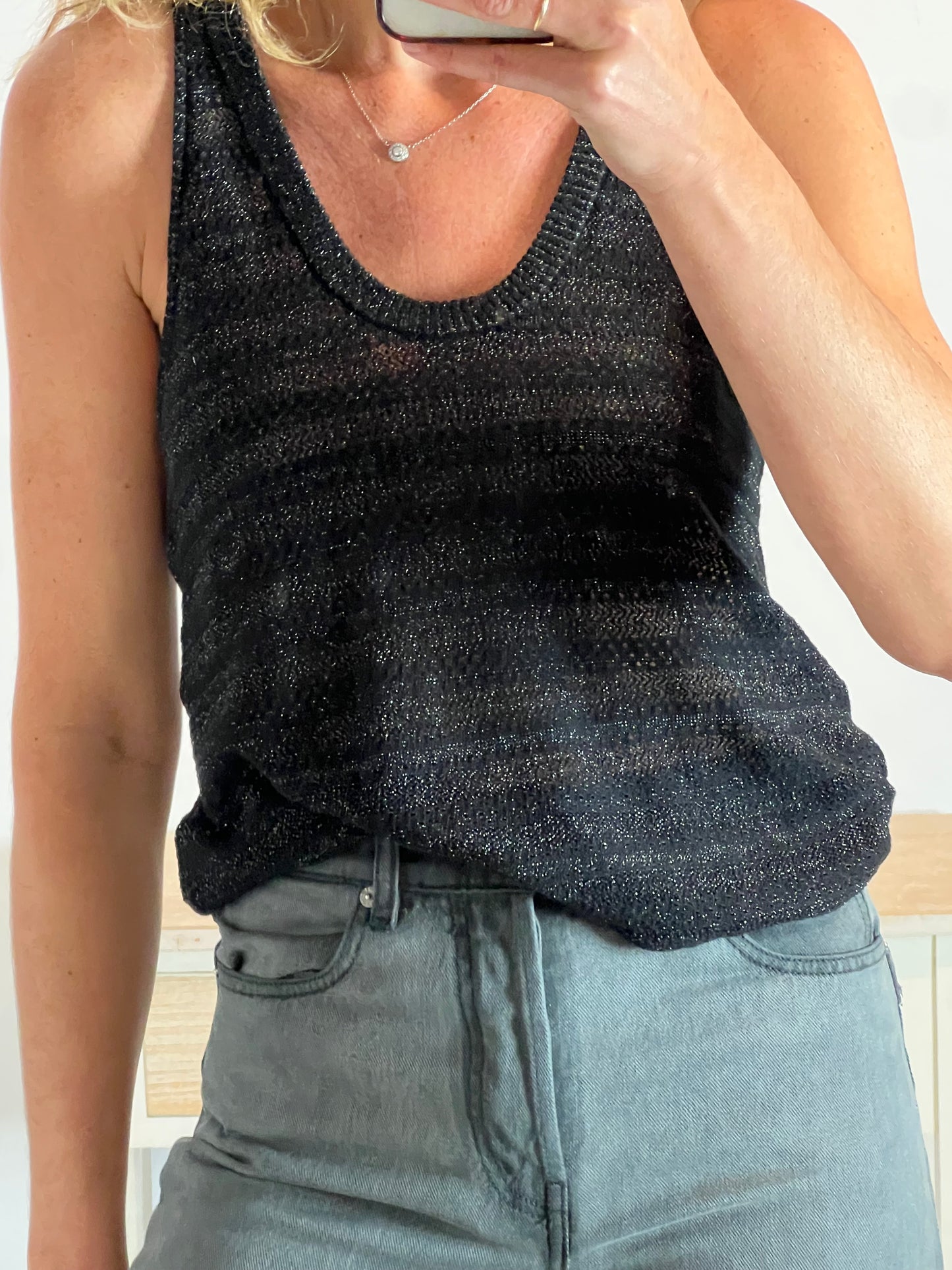 ZADIG&VOLTAIRE. Top negro punto hilos T.xs